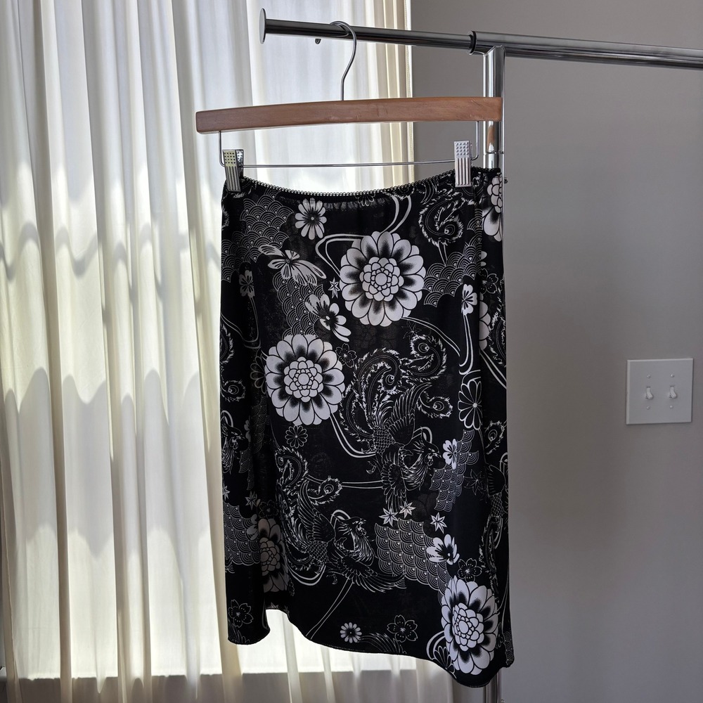 90s Vintage Rag Midi Skirt XL Floral Grunge Fairy Whimsigoth Y2K Ren Faire Beach - Picture 6 of 14